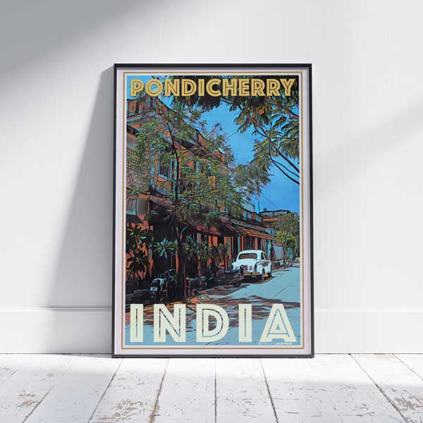 Pondicherry Poster Street | India Travel Poster of Tamil nadu by Alecse