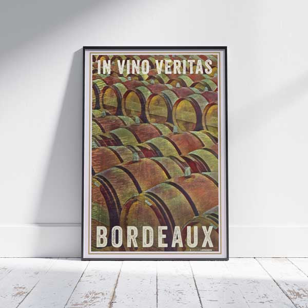 Affiche Fûts In Vino Veritas par Alecse | Affiche rétro bordelaise