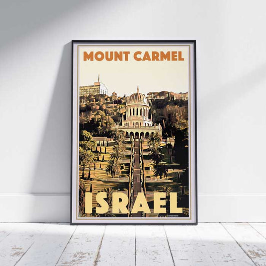 Affiche du Mont Carmel, Affiche de voyage vintage d'Israël par Alecse