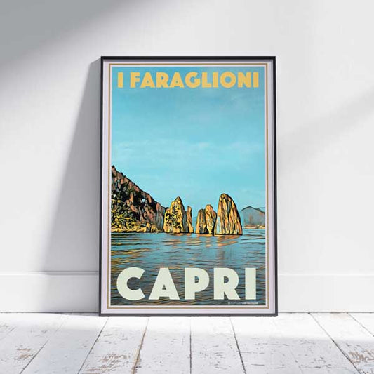 Capri Vintage Travel Poster I Faraglioni | Italy Retro Poster by Alecse