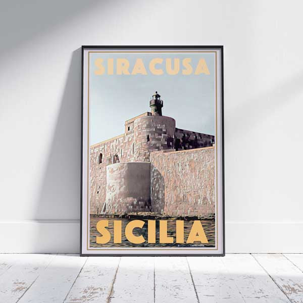 Siracusa Fort Poster | Retro Poster of Sicily by Alecse