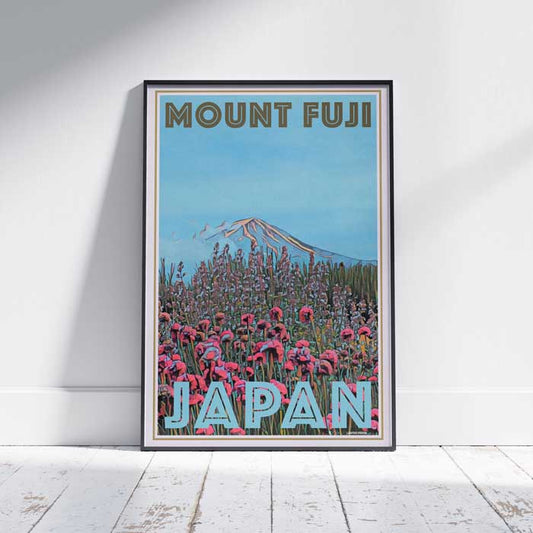 Japon Poster Fuji Flowers, Japon Vintage Travel Poster par Alecse