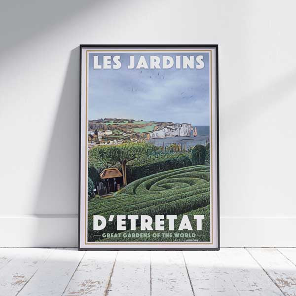 ETRETAT poster GARDENS CLIFFS | Retro poster of Normandy