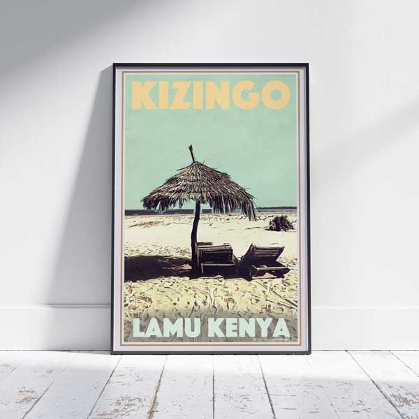 Affiche Kizingo Plage de Lamu | « Affiche rétro du Kenya » par Alecse