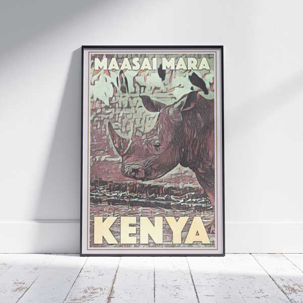 Maasai Mara Poster Rhino | Kenya Gallery Wall Print by Alecse