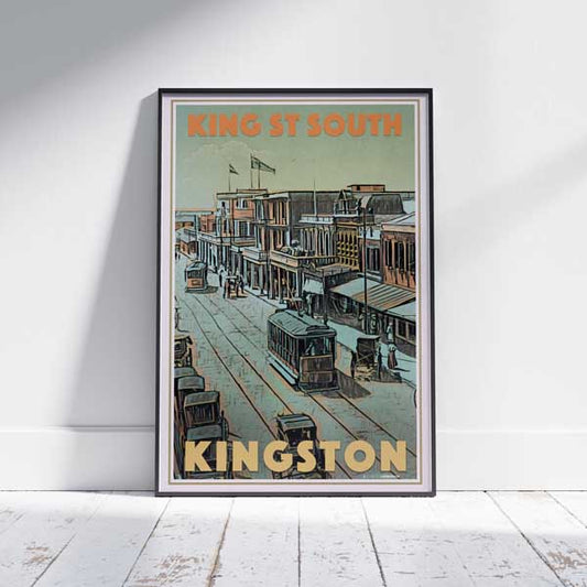 Affiche de Kingston King Street, Jamaïque Affiche de voyage vintage par Alecse