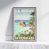 Seychelles Poster La Digue | Seychelles Vintage Travel Poster by Alecse