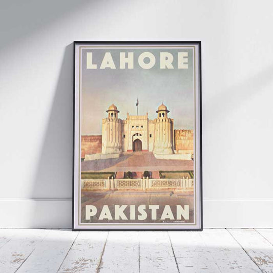 Lahore Poster Castle | Pakistan Vintage Travel Poster of Lahore by Alecse