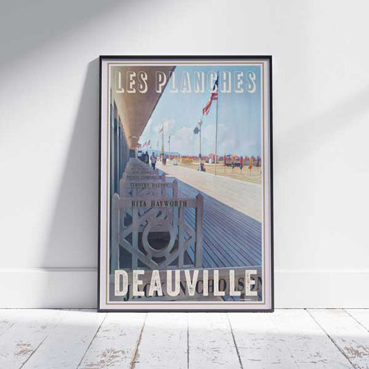 Imprimé Boardwalk Deauville | Affiche de voyage française de Deauville par Alecse