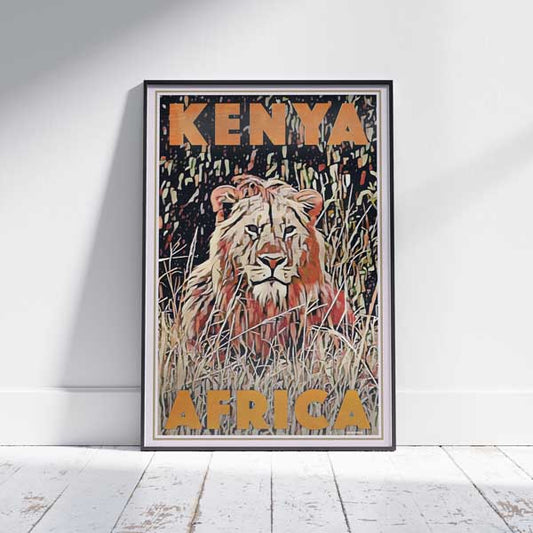 Impression Lion | Affiche de voyage Safari Kenya par Alecse | Édition limitée
