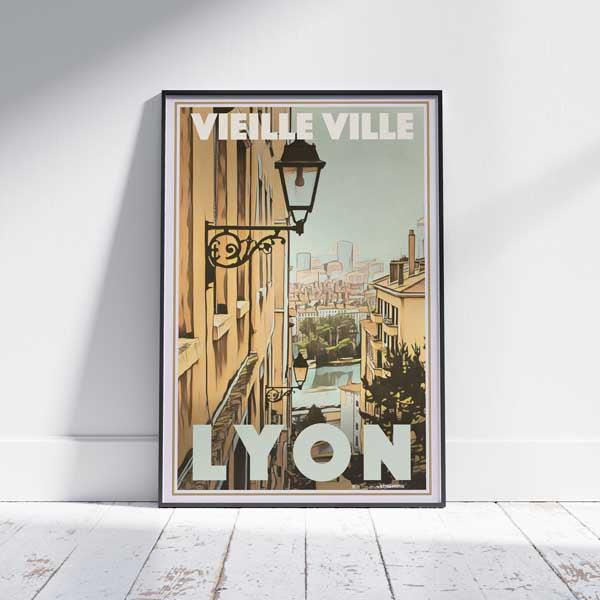 Lyon Poster Old Town | France Travel Poster of Lyon