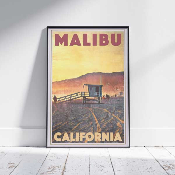 Affiche Malibu Coucher de soleil 22 | Affiche de voyage en Californie de la plage de Malibu par Alecse