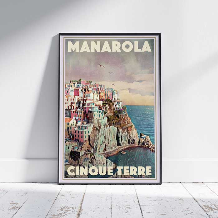 Manarola Poster Cinque Terre, Italy Vintage Travel Poster by Alecse