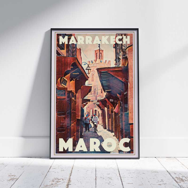 Affiche de Marrakech Souk 2, Affiche de voyage au Maroc par Alecse