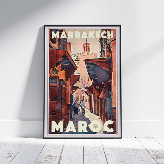 Marrakech Poster Souk 2, Morocco Travel Poster by Alecse