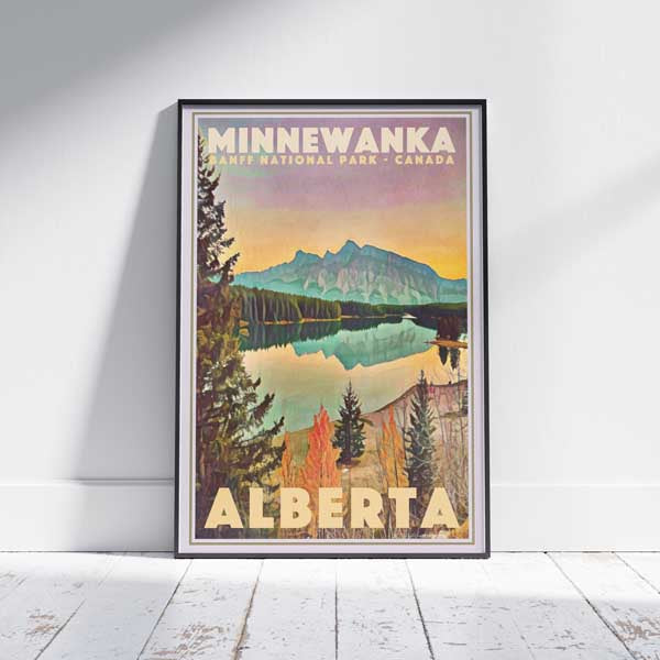 Banff Poster Minnewanka Down, Canada Gallery Wall Print of Alberta