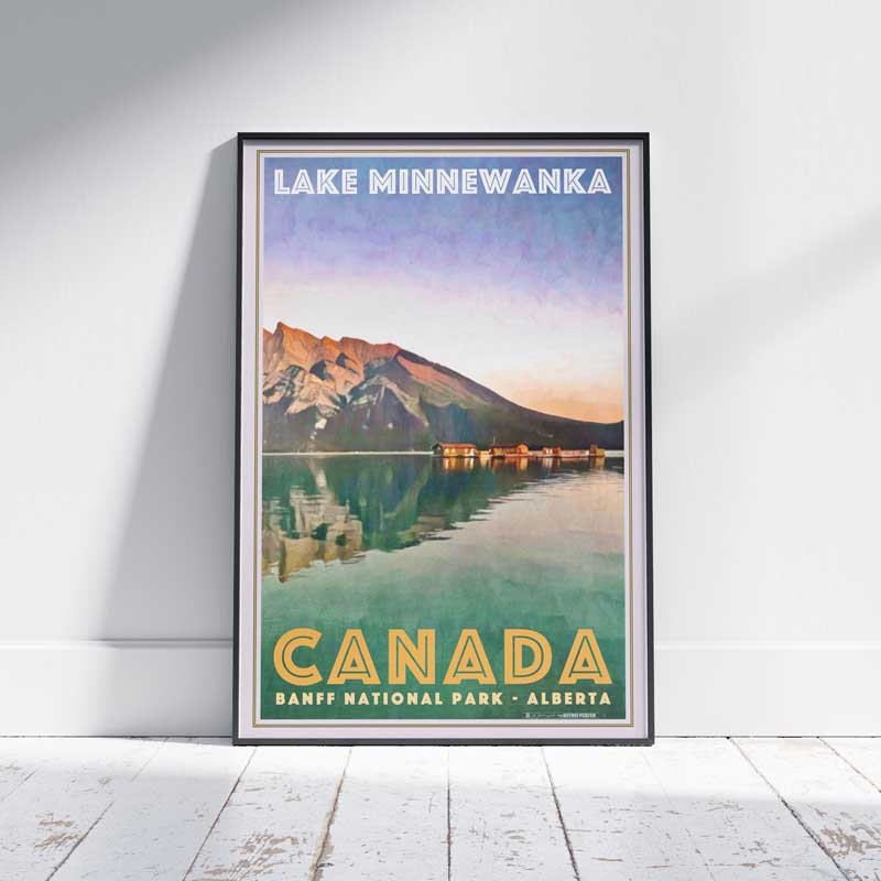Montée des affiches du lac Minnewanka | Affiche de voyage du Canada Parc national Banff