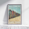 Muizenberg Poster Beach Boxes | Cape Town Travel Poster by Alecse