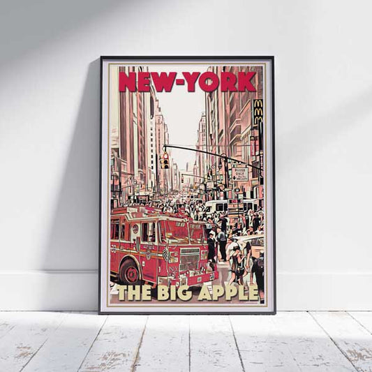 New York Poster Fire Truck | New York Travel Poster by Alecse