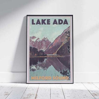 Milford Sound poster Lake Ada | New Zealand Travel Poster by Alecse