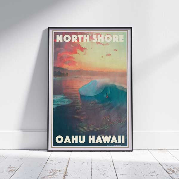 Affiche Hawaï Oahu North Shore | Impression de surf hawaïenne classique par Alecse