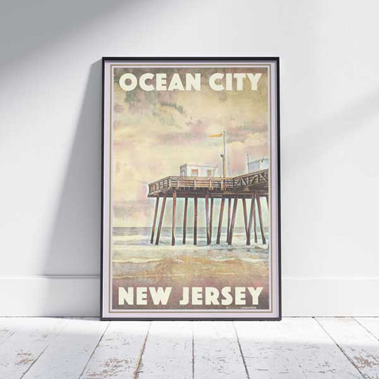 Affiche Ocean City La jetée | Affiche de voyage américaine du New Jersey par Alecse