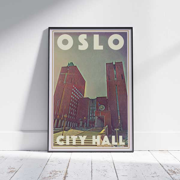 Affiche d'Oslo Hôtel de ville | Affiche de voyage Norvège b Alecse