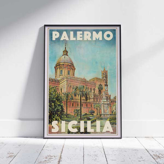 Palermo Poster Cathedral | Italy Travel Poster of Sicily by Alecse