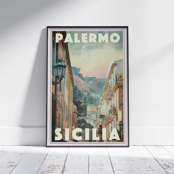 Palermo Poster Sun | Italy Travel Poster of Sicily by Alecse