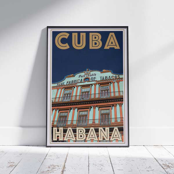 Cuba Poster Partagas Building | Havana Travel Poster by Alecse