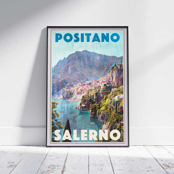 Affiche Positano Salerne | Affiche de voyage en Italie de la Campanie par Alecse
