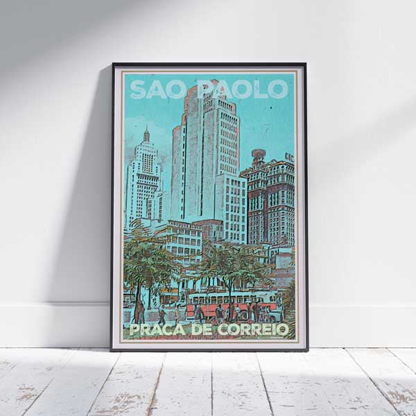 SAO PAULO affiche de PRACA DE CORREIO | Affiche de voyage vintage du Brésil