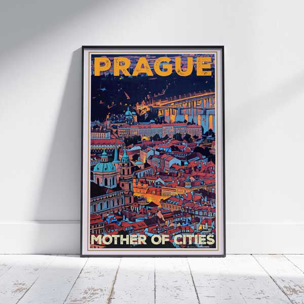 Affiche de Prague Mère des villes | « Affiche de voyage tchèque » par Alecse