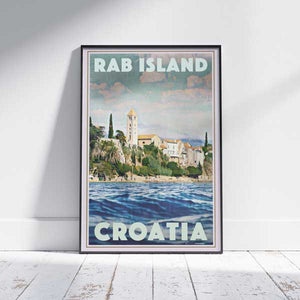 Rab Island Croatia travel poster by Alecse showing the Mediterranean island landscape