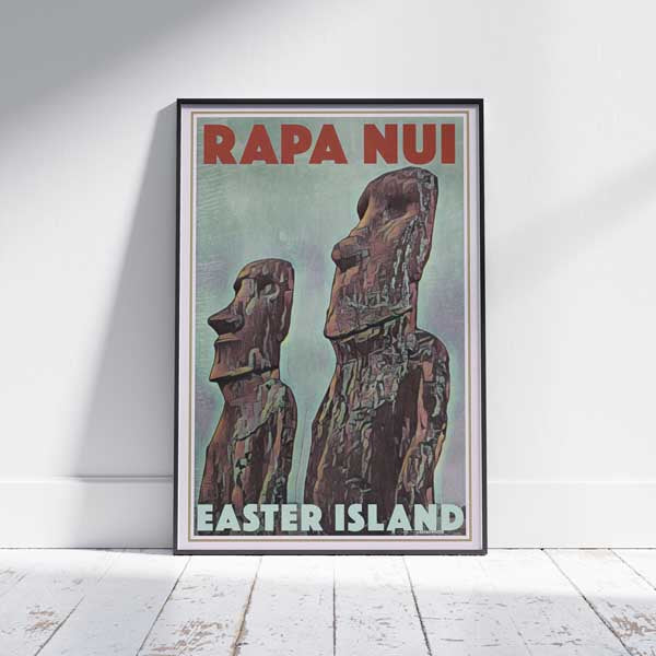 Ile de Pâques Affiche Rapa Nui Moais | Impression murale classique de la galerie du Chili par Alecse