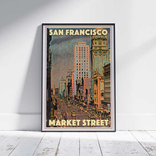 Rue du marché d'affiche de San Francisco | Affiche de voyage vintage de Californie par Alecse