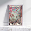 San Juan Poster Pink | Puerto Rico Travel Poster Old San Juan by Alecse