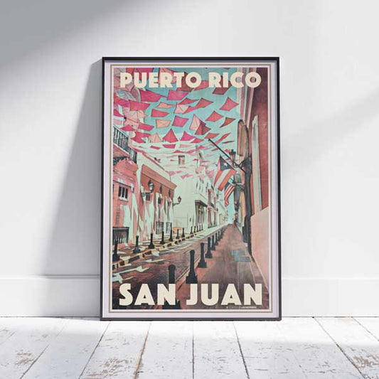 Affiche San Juan Rose | « Affiche de voyage de Porto Rico Old San Juan » par Alecse