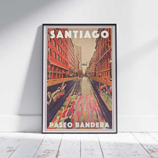 Santiago Poster Paseo Bandera | Chile Travel Poster by Alecse