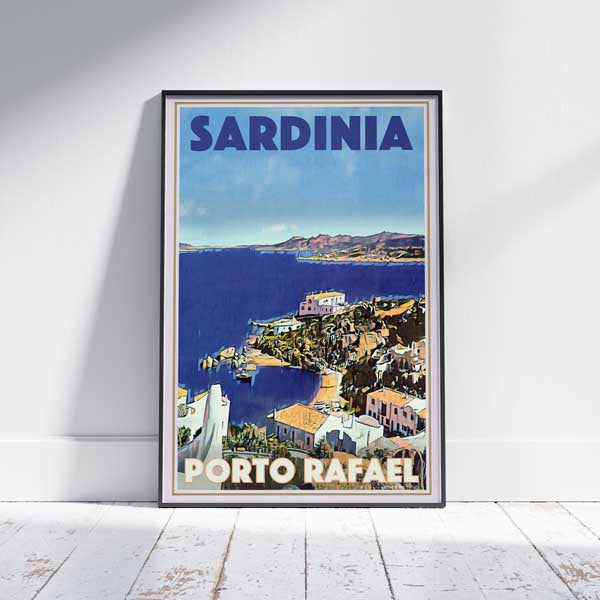 Sardinia Poster Porto Rafael Panorama | Retro Poster Sardegna by Alecse