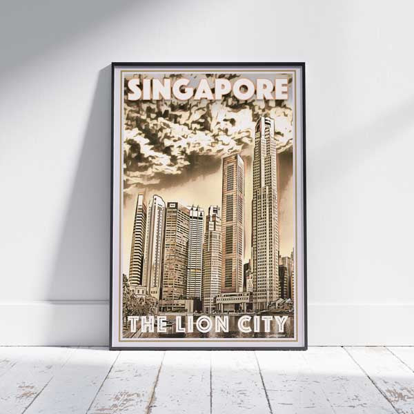 Affiche Singapour La Cité du Lion | « Affiche rétro de Singapour » par Alecse