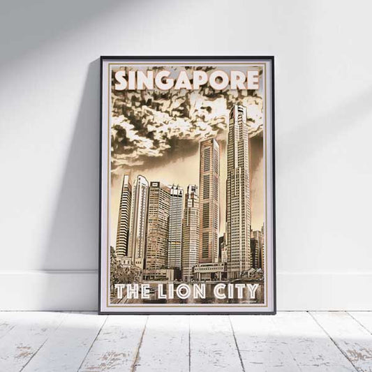 Singapore poster The Lion City | Singapore Retro Poster by Alecse