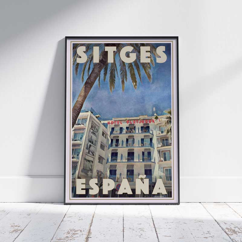 Sitges Poster Platjador, Spain Vintage Travel Poster by Alecse