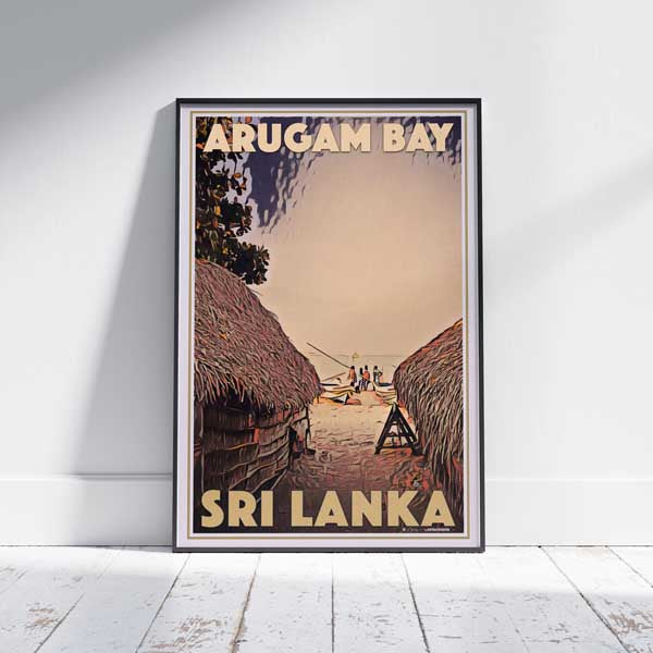 Arugam Bay Poster Fisherman Hut | Sri Lanka Vintage Travel Poster by Alecse