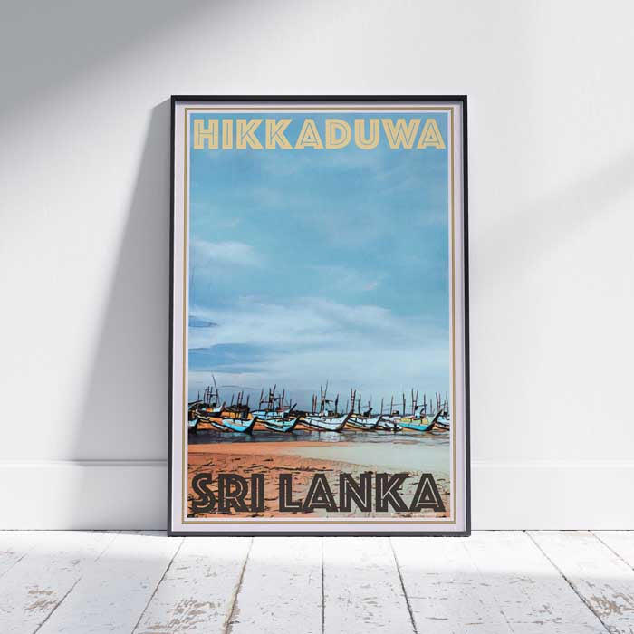 Hikkaduwa Poster Boats, Sri Lanka Vintage Travel Poster by Alecse
