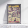 Affiche St Moritz Patinage sur glace | Affiche de voyage Vintage Suisse
