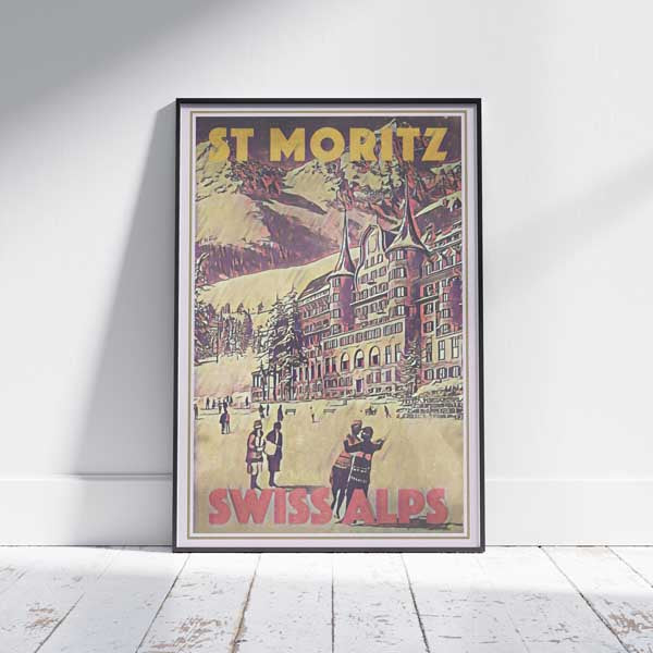 St Moritz poster Ice Skating | Switzerland Vintage travel poster
