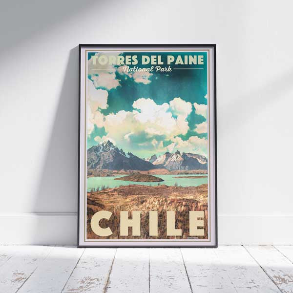 Chile poster Torres del Paine | Chile Vintage Travel Poster by Alecse