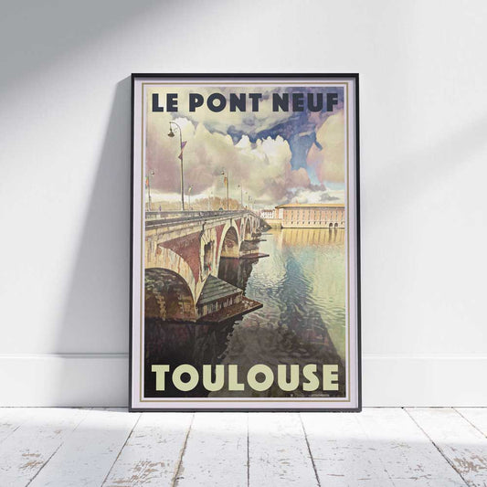 Toulouse Poster New Bridge (Pont Neuf), France Vintage Travel Poster by Alecse