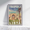 Marcus Aurelius Arch travel poster by Alecse featuring the historic landmark of Tripoli, Libya